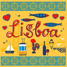 Lisbon Related Typical Icons Collection