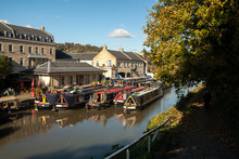 Boats On Avon Canal In Bath, England, UK
