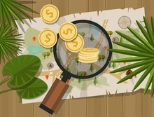 Find Treasure Hunt Money Map
