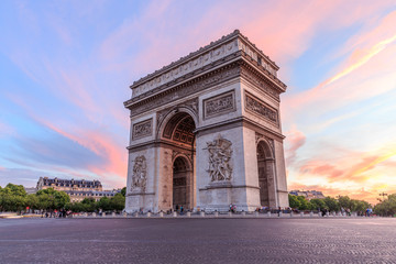 Arc de Triomphe Paris city at sunset