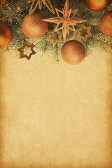 Wall Mural - Beige paper background with Christmas border.