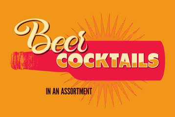 Wall Mural - Typographic retro grunge beer cocktails poster. Vector illustration.