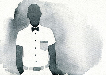Wall Mural - Fashion illustration. young man. abstract watercolor illustration