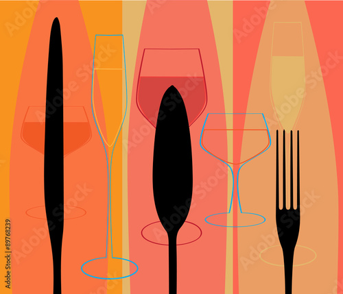 Fototapeta do kuchni Menu with cutlery and glasses