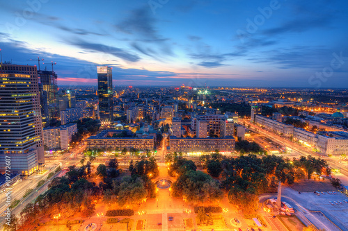 Zdjęcie XXL Warszawa wieczorna panorama miasta