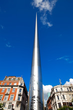 The Spire Of Dublin Also Known As Spike Is A Large, 121.2 Metres Tall Stainless Steel Pin-like Monument Located On The O'Connell Street In Dublin, Ireland