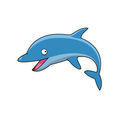 Wall Mural - Jumping bottlenose dolphin cartoon character