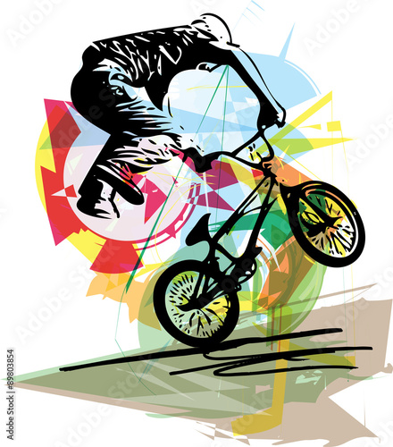 Fototapeta na wymiar bicycle rider on abstract background