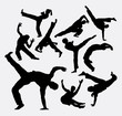Capoeira sport dance silhouettes