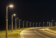 Street light and empty street at night