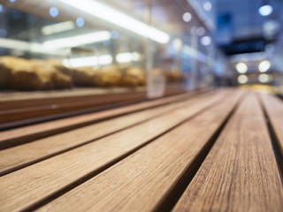 Wall Mural - Table top with Bread shelf Supermarket display perspective