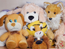 Stuffed Soft Animal Toys Waiting For A Child To Play
