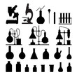 © Happy Man - chemical glassware icons set.