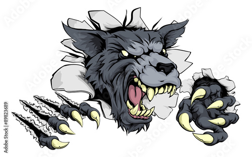 Wolf or Werewolf ripping through - Buy this stock vector and explore