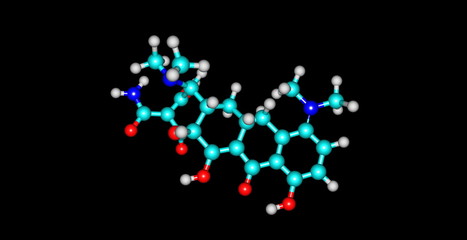 Minocycline molecule isolated on black