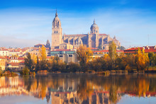 Salamanca Cathedral From Tormes River