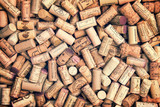 Photo of a collection of many French wine corks background