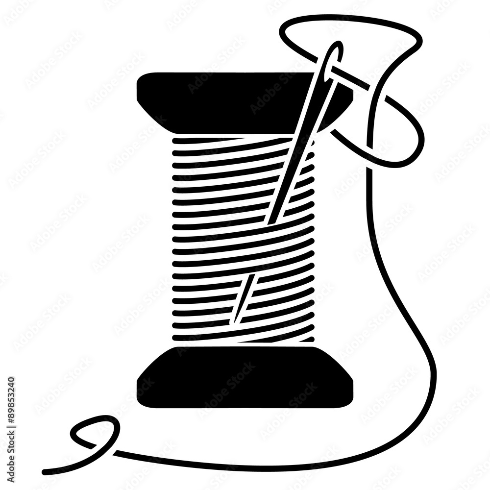 Needle Sewing and Spool with Threads Stock Vector | Adobe Stock