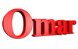 3D Omar text on white background