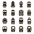 Set of 16 icons of locomotives