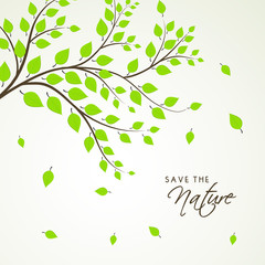 Sticker - Green leaves for Save Nature.