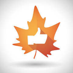 Poster - Autumn leaf icon with a thumb up hand