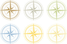 Vector Set Of Colorful Wind Rose