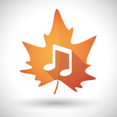 Poster - Autumn leaf icon with a note music