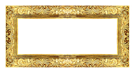 Poster - antique golden frame isolated on white background, clipping path