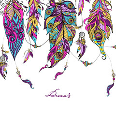 Canvas Print - Ethnic Feathers Sketch