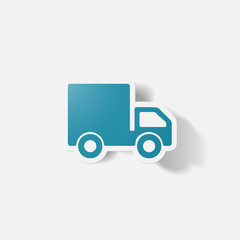 Paper clipped sticker: truck