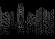 Binary code in form of futuristic city skyline