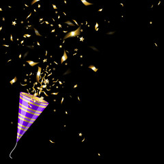 Party Popper with Gold Confetti