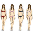 Vector Set of Sketch Female Models. Underwear