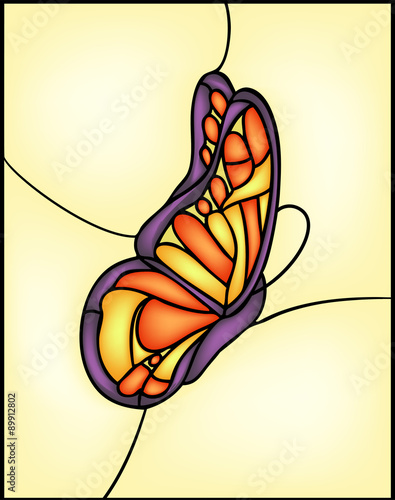Obraz w ramie Vector of butterfly in stained glass window style