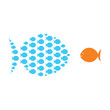 group of small fish united with big fish concept design vector