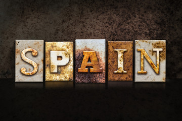 Sticker - Spain Letterpress Concept on Dark Background