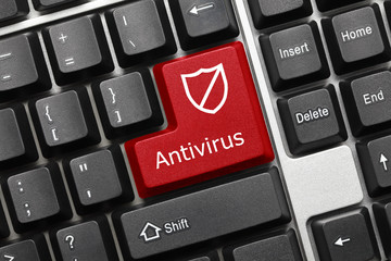 Wall Mural - Conceptual keyboard - Antivirus (red key with shield symbol)