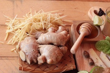 Ginger water of herb and fresh ginger with honey.