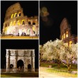 Colosseum and Arch of Constantine at night, Rome, Italy - collage