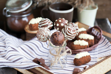 Wall Mural - Homemade chocolate cake pops