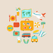 Travel mobile UI applications graphic user interface flat icons set.Vector.