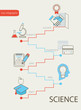 Abstract stairs with icons for web design. Vector flat linear Infographic education and science concept. Outline concept.