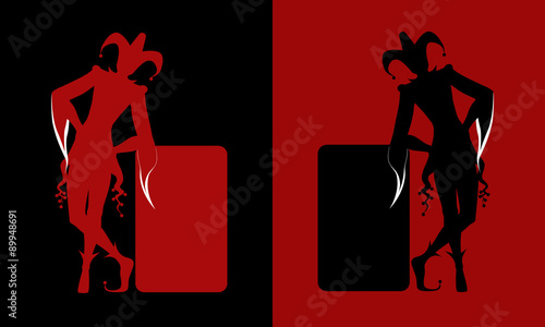 Red and black jokers Canvas Print