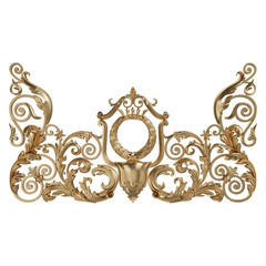 3d set of an ancient gold ornament on a white background