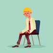 hopeless business man sitting on a chair and crying cartoon illu