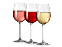 Red, Rose And White Wine Glasses