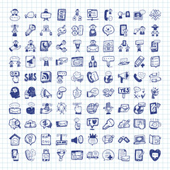 Poster - doodle communication icons