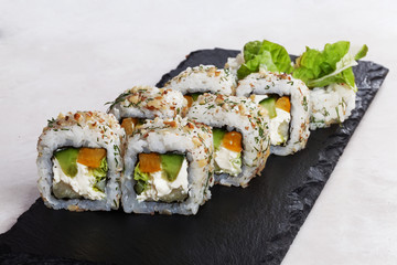 Vegetable roll vegetarian cucumber, pepper, lettuce, walnuts