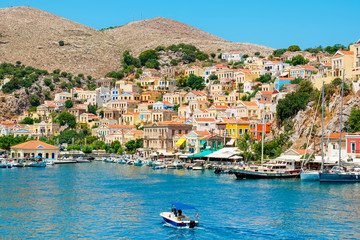 Canvas Print - Harbour at Symi. Greece